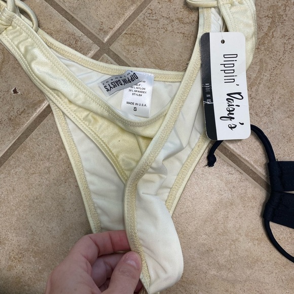 Set Lot 4 New NWT Anthropologie Dippin' Daisy Swimsuit Bikini S Black Yellow - Picture 5 of 13